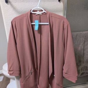 Blush Pink Open Front Blazer